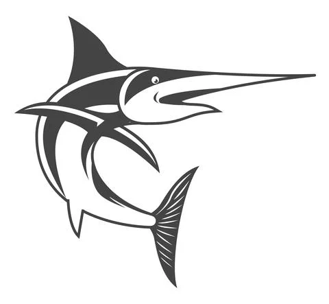 Swordfish jumping sketch Stock Illustration