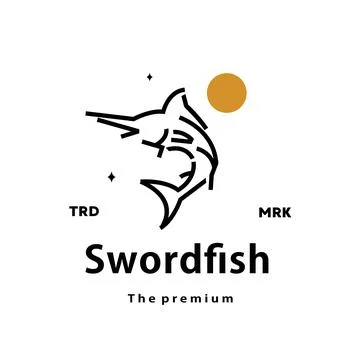 Swordfish logo vector outline monoline art icon Stock Illustration
