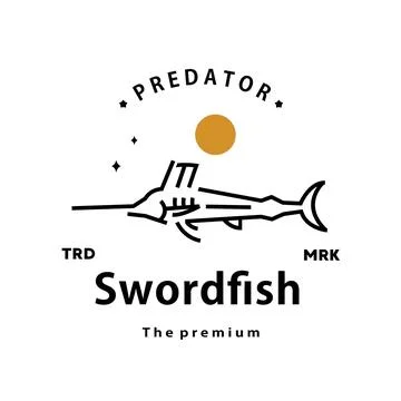 Swordfish logo vector outline monoline art icon Stock Illustration