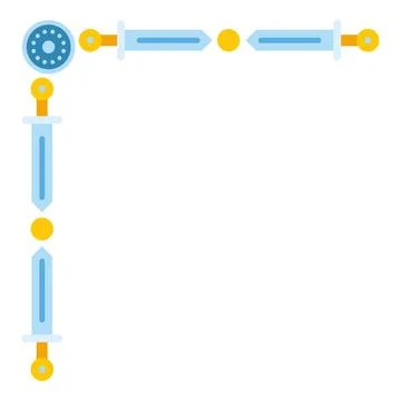 Swords and shield forming corner border frame Stock Illustration