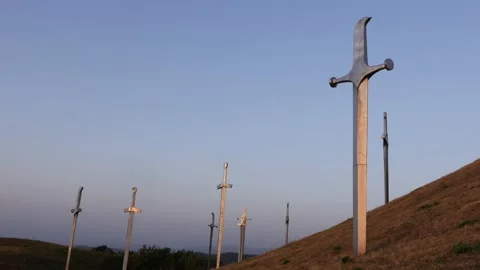 Swords in the ground 스톡 동영상 205070257