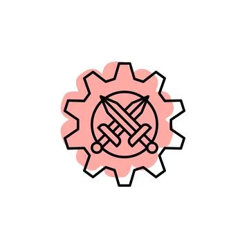 Swords, setting, wars with color shadow vector icon in esport set Stock Illustration