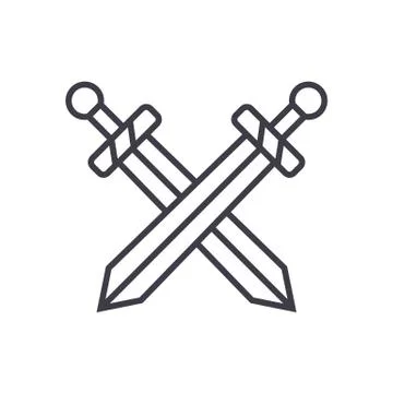 Swords vector line icon, sign, illustration on background, editable strokes Stock-Illustration