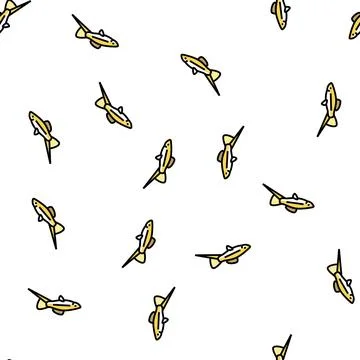 Swordtail fish vector seamless pattern Illustrazione stock