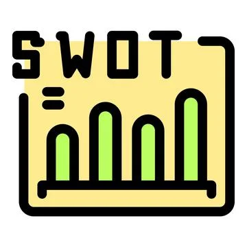 Swot analysis chart displaying business performance with growing bars Stock Illustration