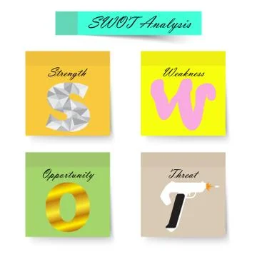 SWOT Analysis Chart (Sticky Notes) Stock Illustration