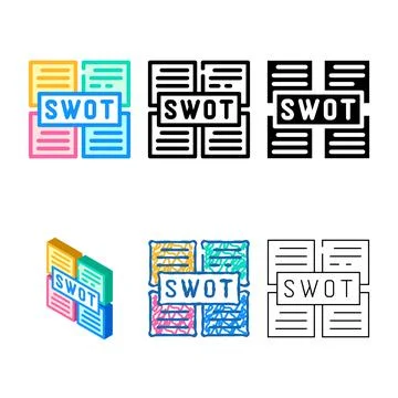 Swot analysis color icon vector multipack flat Stock Illustration