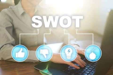 Swot analysis concept on virtual screen. Stock-Fotos