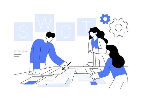 SWOT analysis isolated cartoon vector illustrations. Ilustración de archivo