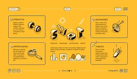 Swot analysis isometric line vector illustration Illustrazione stock