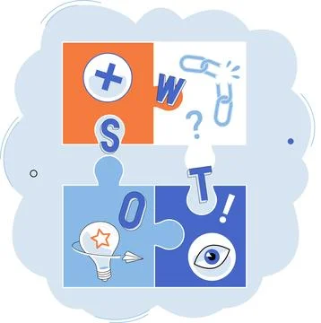 SWOT analysis. Layouts determine visual arrangement elements in design. Elements Illustrazione stock