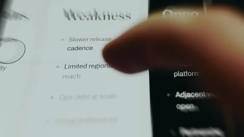 SWOT Analysis presentation, Weaknesses factor analysis Stock Footage 334940424