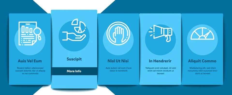 Swot Analysis Strategy Onboarding Elements Icons Set Vector Stock Illustration