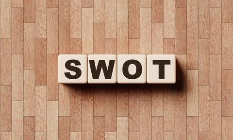 SWOT analysis wooden word block cubes with laminate background. analysis is.. Stock Illustration