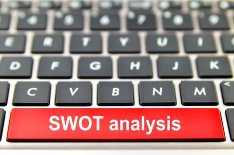 SWOT analysis word on computer space bar 스톡 일러스트