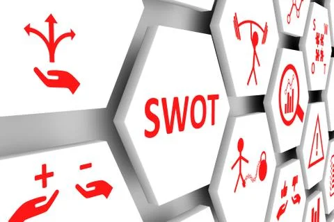 SWOT concept cell background 3d illustration Stock Illustration