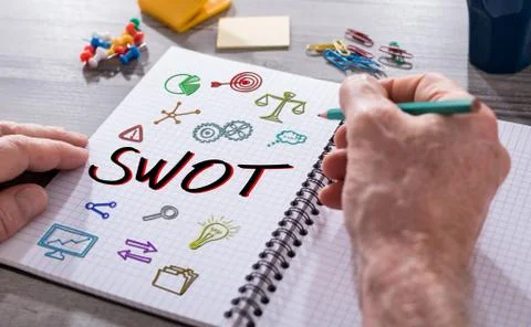 Swot concept on a notepad Stock-Fotos
