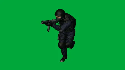 S.W.A.T. (SWAT) Man, Run and Shoot:  (Looping + Matte) Video stock 49967885