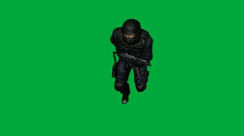 S.W.A.T. (SWAT) Man Running :  (Looping + Matte) Video stock 49996426