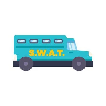 S.W.A.T. Truck transporting special weapons and tactics team side view Stock Illustration