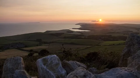 Swyre Head Sunset Motion Time Lapse, Jurassic Coast, Dorset, UK Stock Footage 94404651