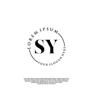SY Initial handwriting logo design Stock Illustration