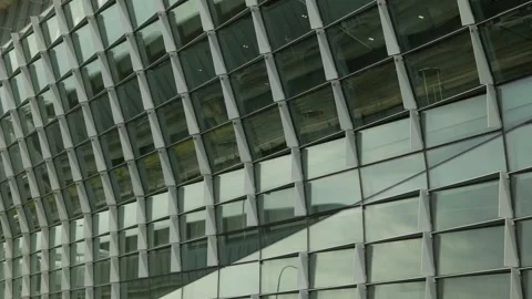 Sydnet traffic reflected on windows at Darling Harbour 6K Stock Footage 301675476