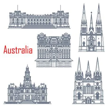 Sydney and Melbourne vector landmarks Illustration