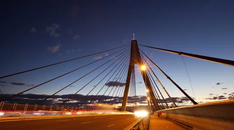 Sydney ANZAC bridge dusk motion timelapse Stock Footage 42305483