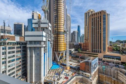 Sydney, Australia - August 4th 2020 - Photo of a massive construction site .. Stock Photos