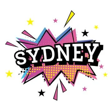 Sydney Australia Comic Text in Pop Art Style. Illustrazione stock