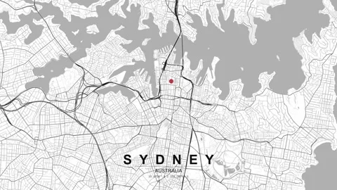 Sydney Australia map with red location pin Vidéo 333699136