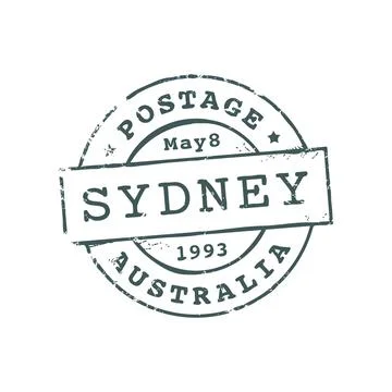 Sydney Australia postage and postal rubber stamp Stock Illustration