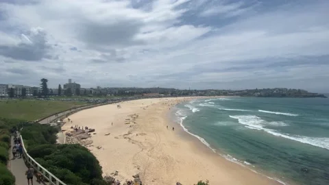 Sydney Bondi Beach Crowd View Stock Footage 219663035