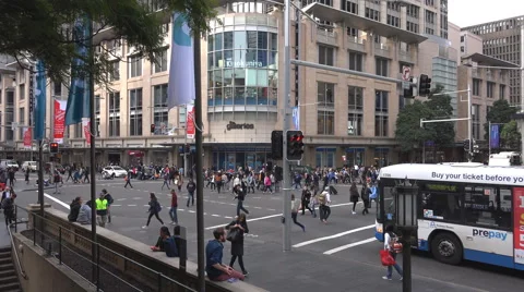 Sydney busy corner 4k Stock Footage 52891935