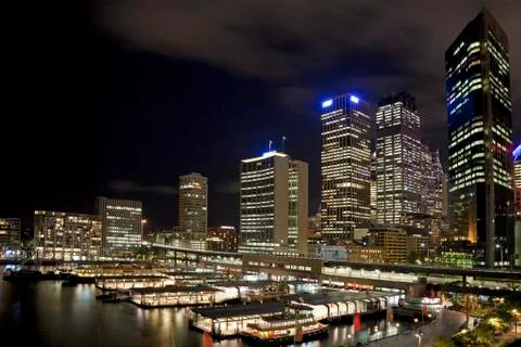 Sydney cbd at night Stock Photos