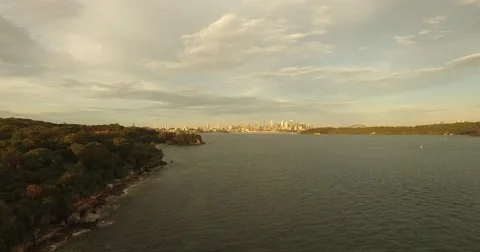 Sydney CBD Reverse Flight Over Sydney Harbour Stock Footage 61438360