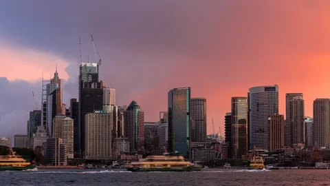 Sydney CBD Storm coming in Time Lapse Stock Footage 112005526