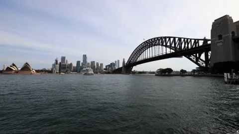 Sydney city landmarks in panoramic timelapse across harbour from Kirribilli 4k Stock Footage 270917765