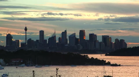 Sydney Cityscape Dusk Timelapse Stock Footage 42307488