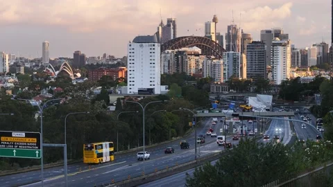 Sydney commute after sunset 4K Video stock 164124604