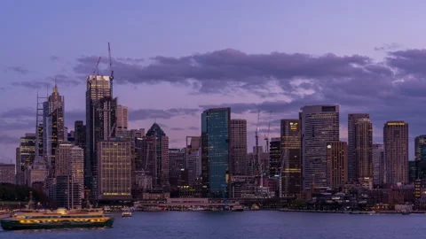 Sydney Dowtown Skyline Cloudscape Sunset Timelapse Stock Footage 138614828
