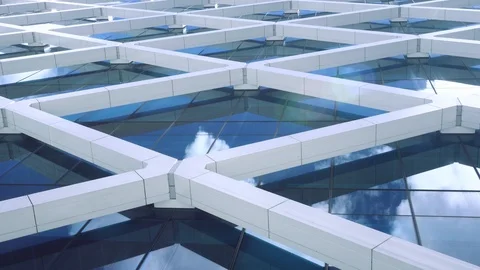 Sydney -  Fast running clouds reflecting in glass building. 4K resolution. Stock Footage 88277120