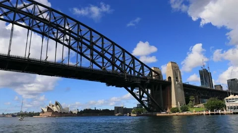 Sydney ferry trip under Sydney Harbour bridge Circular Quay CBD as 4k. Stock Footage 185741007