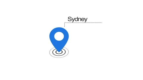 Sydney GPS Map pin Location Animation with Digital Navigation Pointer on transpa 스톡 동영상 324506234
