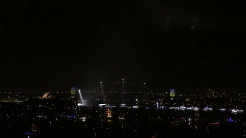Sydney Harbor Bridge Light Show Stock Footage 71662556