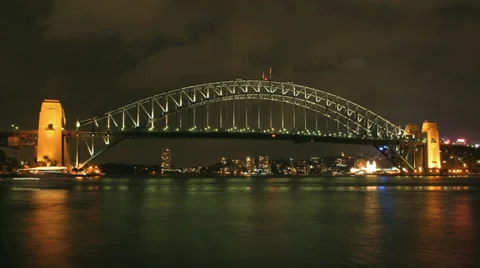 Sydney Harbour 2 1080p time-lapse australia. Stunning night shot of the bridge Stock-Footage 37123764