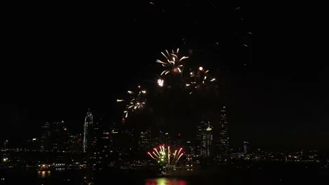 Sydney Harbour bridge and CBD skyline with New Year Fireworks as 4k. Stock Footage 167744877