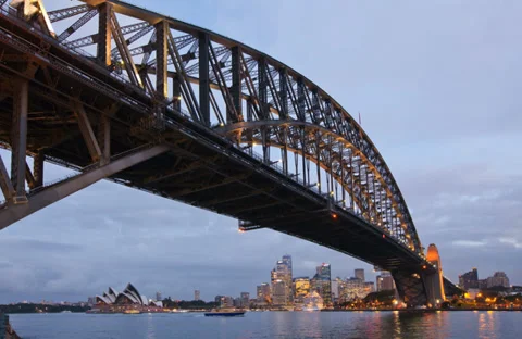 Sydney Harbour Bridge and Opera House dusk time-lapse Stock Footage 38720522