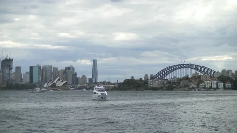Sydney harbour bridge and Opera house slow motion 4K Stock Footage 148190603